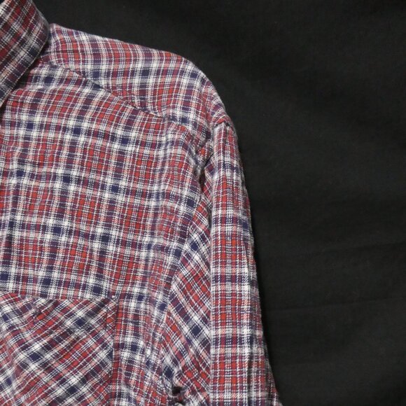 CROCODILE | large | 100% Cotton | Plaid Button-Up Front Casual Shirt | 2 Pockets - Picture 5 of 16